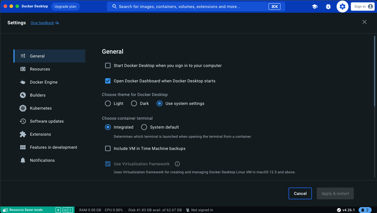 Docker Settings