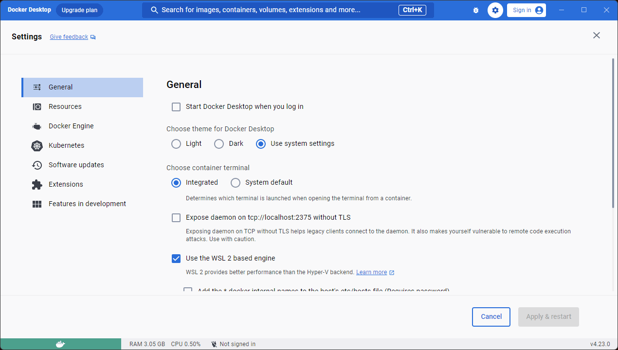 Docker Settings
