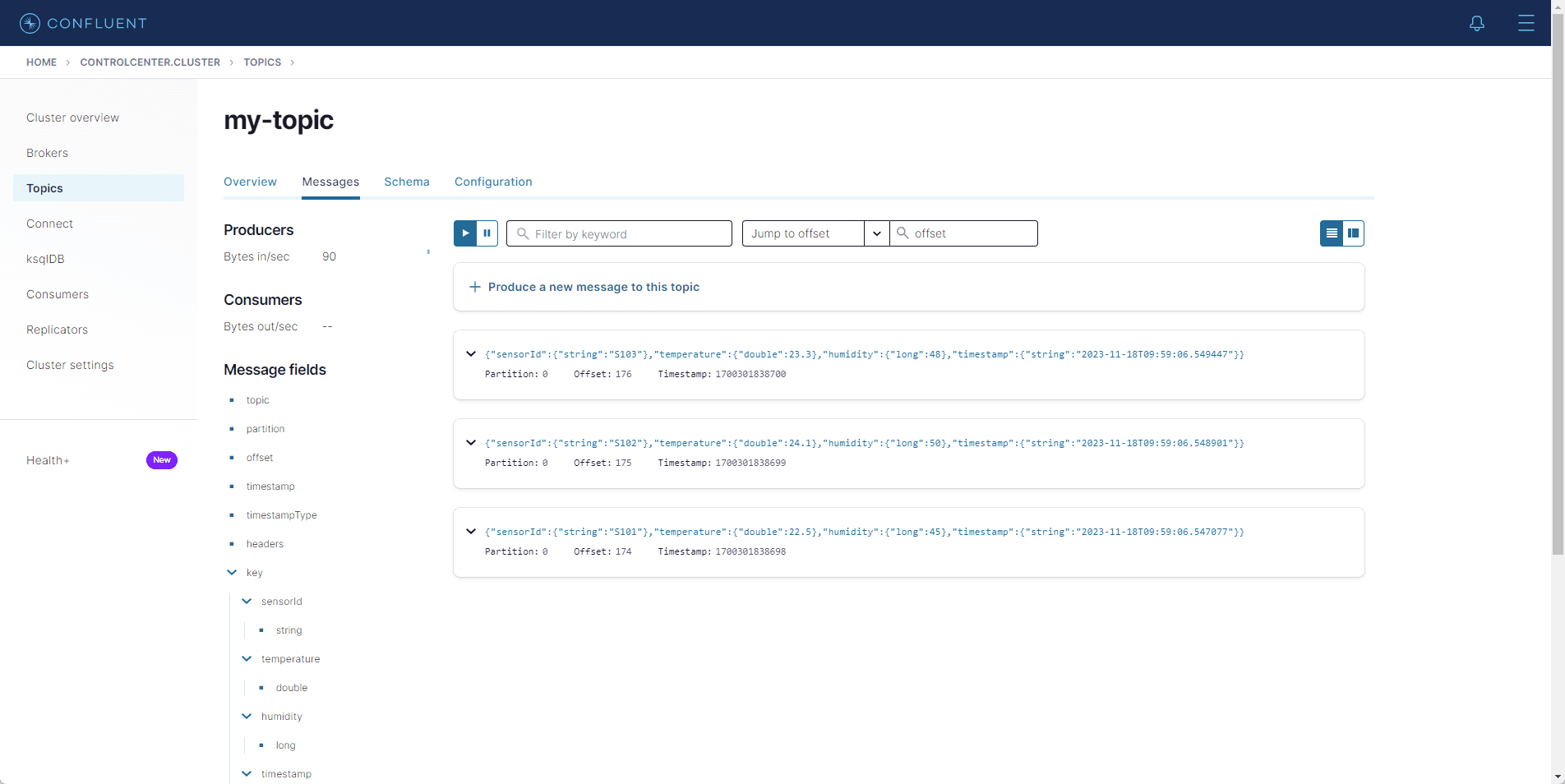 Confluent Control Center topics